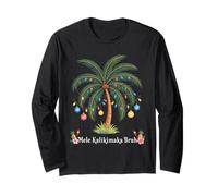 Mele Kalikimaka Tropical Christmas Hawaiian Xmas Palm Tree Maglia a Manica