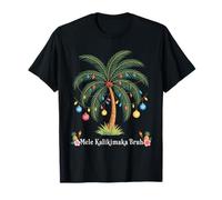 Mele Kalikimaka Tropical Christmas Hawaiian Xmas Palm Tree Maglietta