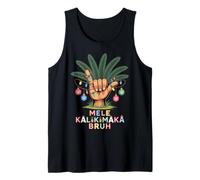 Mele KalikiShaka Sign Tropical Christmas Hawaiian Xmas Palm Canotta