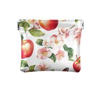 Mele rosse frutta PU pelle piccola moneta impermeabile mini cambiamento portafoglio portamonete tasca per le donne, Frutta Mele Rosse, 4.33"(L) x 3.74"(W) x 0.39"(H), classico