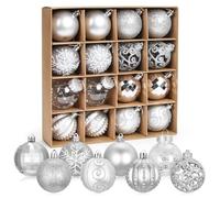 Meleager 6cm Palle di Natale Argento, 16PCS Palline Albero Natale, Palla di Natalizie, Palline di Plastica Decorazioni, Decorazioni per Feste, Set di Ornamenti per L'Albero di Natale