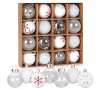 Meleager 6cm Palle di Natale Bianco, 16PCS Palline Albero Natale, Palla di Natalizie, Palline di Plastica Decorazioni, Decorazioni per Feste, Set di Ornamenti per L'Albero di Natale