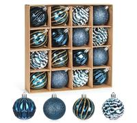 Meleager 6cm Palle di Natale Blu Scuro, 16PCS Palline Albero Natale, Palla di Natalizie, Palline di Plastica Decorazioni, Decorazioni per Feste, Set di Ornamenti per L'Albero di Natale