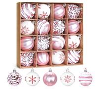 Meleager 6cm Palle di Natale Rosa, 16PCS Palline Albero Natale, Palla di Natalizie, Palline di Plastica Decorazioni, Decorazioni per Feste, Set di Ornamenti per L'Albero di Natale