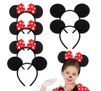 Meleager Cerchietto con Orecchie Topolino, 6 Pezzi Fasce da Cartone Animato, Mouse Ears Headband, Accessori Capelli Bambini per Festa di Compleanno, Natale, Martedì Grasso, Halloween