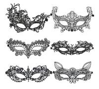 Meleager Maschera Pizzo Nero, Maschera Veneziana, 6 Pezzi Maschera Mascherata Donna Set, Maschera Halloween, per Halloween, Carnevale Masquerade