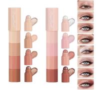 Melearch Eyeshadow Stick 2 pezzi 4in1 8 Colors Waterproof Brightener Shimmer Eye Shadow Stick Set di ombretti in crema a lunga durata per contorno occhi, regali perfetti per le donne