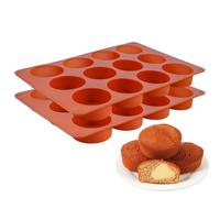 Melearch Teglia per muffin, 2 Pezzi stampo in silicone per dolci con 12 Stampi Muffin, pirottini in silicone, stampi per muffin antiaderente, stampo mini plumcake - lavabile in lavastoviglie