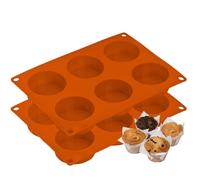 Melearch Teglia per muffin, 2 Pezzi stampo in silicone per dolci con 6 Stampi Muffin, pirottini in silicone, stampi per muffin antiaderente, stampo mini plumcake - lavabile in lavastoviglie