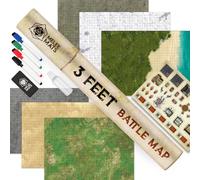 Melee Mats DND Map Starter Kit per giochi di Dungeons & Dragons, 61 x 91,4 cm, confezione da 3 griglie su entrambi i lati, cancellabile a secco e a umido, esperienza di gioco da tavolo con accessori