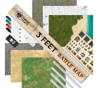 Melee Mats DND Map Starter Kit per giochi di Dungeons & Dragons, 61 x 91,4 cm, confezione da 3 griglie su entrambi i lati, cancellabile a secco e a umido, esperienza di gioco da tavolo con accessori