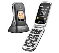Melefon Cellulare Flip per Anziani 4G a Conchiglia | Tasti Grandi e Volume Alto, Funzione SOS, Doppio Schermo 2,4" e 1,44", Tasti M1 e M2, Base di Ricarica, Batteria 1350 mAh