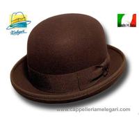 Melegari Cappello a Bombetta in feltro di lana marrone