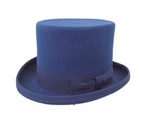 Melegari Cappello a Cilindro in Feltro di Lana Hand Made in Italy (Blu Avio, M / 56-57)