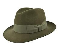 Melegari Cappello Fedora di Feltro di Lana | Waterproof And Crushable | Cappello Classico Two Pinch Crown | Made in Italy | Uomo Donna | Autunno Inverno (Verde, L)