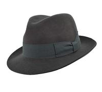 Melegari Cappello Fedora di Feltro di Lana | Waterproof And Crushable | Cappello Classico Two Pinch Crown | Made in Italy | Uomo Donna | Autunno Inverno (Grigio, L)