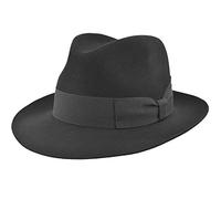 Melegari Cappello Fedora di Feltro di Lana | Waterproof And Crushable | Cappello Classico Two Pinch Crown | Made in Italy | Uomo Donna | Autunno Inverno (Nero, S)