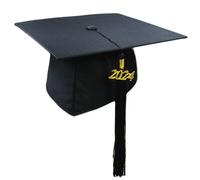 Melegari Tocco da Laurea The Original Grad Hat con Ciondolo Data anno in corso | Berretto Universitario | Cappello da Laureato | Festa di Laurea | Uomo/Donna (Nero)