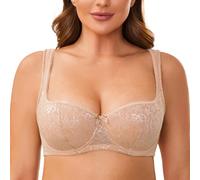 MELENECA Donna Balconette Reggiseno Pizzo Cinghie Imbottite con Ferretto Beige 2C