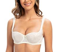 MELENECA Donna Balconette Reggiseno Pizzo Cinghie Imbottite con Ferretto Bianco Crema 3B