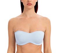 MELENECA Donna Minimizer Reggiseno Senza Spalline Invisibile con Ferretto Senza Imbottito Azzurro 4D