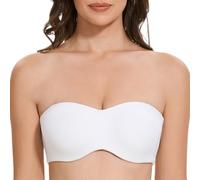 MELENECA Donna Minimizer Reggiseno Senza Spalline Invisibile con Ferretto Senza Imbottito Bianco 2D