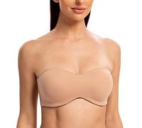 MELENECA Donna Minimizer Reggiseno Senza Spalline Invisibile con Ferretto Senza Imbottito Cappuccino 4D
