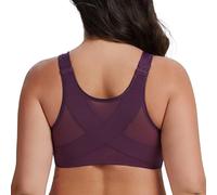 MELENECA Donna Non Imbottito Reggiseno Posturale con Chiusura Frontale Post Chirurgia Supporto per la Schiena - Senza Ferretto Vino D'uva 6C