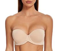 MELENECA Donna Push Up Reggiseno Senza Spalline Invisibile con Ferretto Beige 6E