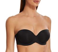 MELENECA Donna Push Up Reggiseno Senza Spalline Invisibile con Ferretto Schwarz 6F