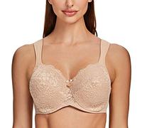 MELENECA Donna Reggiseno in Pizzo Coppa Piena Sostegno Senza Imbottito Beige Pallido-Pizzo 3C