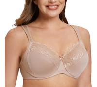 MELENECA Donna Reggiseno Pizzo Minimizer Taglie Forti Cinghie Imbottite Coppa Piena con Ferretto Beige 8B