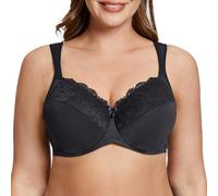 MELENECA Donna Reggiseno Pizzo Minimizer Taglie Forti Cinghie Imbottite Coppa Piena con Ferretto Schwarz 6E
