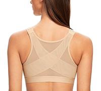 MELENECA Donna Reggiseno Posturale con Chiusura Frontale Post Chirurgia Supporto per la Schiena - Senza Ferretto Non Imbottito Mandorla 9B