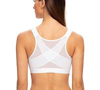 MELENECA Donna Reggiseno Posturale con Chiusura Frontale Post Chirurgia Supporto per la Schiena - Senza Ferretto Non Imbottito Bianco 9E