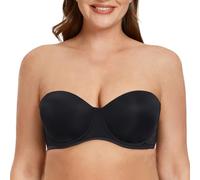 MELENECA Donna Reggiseno Senza Spalline Invisibile con Ferretto con Coppe Grandi Schwarz 7F