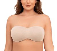 MELENECA Donna Reggiseno Senza Spalline Taglie Forti Minimizer con Ferretto Non Imbottito Spalline Trasparente Beige Pallido Erica 8F