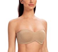 MELENECA Donna Reggiseno Senza Spalline Taglie Forti Minimizer con Ferretto Non Imbottito Spalline Trasparente Erica Beige 5G