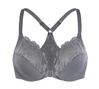 MELENECA Donna Reggiseno Taglie Forti Apertura Davanti Pizzo Racerback con Ferretto Antracite 10B