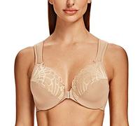 MELENECA Donna Reggiseno Taglie Forti Pizzo Chiusura Anteriore Non Imbottito Cinghie Imbottite con Ferretto Mandorla 5E