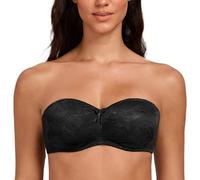 MELENECA Reggiseno Bandeau Donna Senza Ferretto, Pizzo Trasparente Minimizzante e Senza Spalline Schwarz 6B