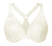 MELENECA Reggiseno con Chiusura Frontale con Ferretto in Pizzo Sfoderato con Retro Scollato da Donna Taglie Forti Bianco Crema 10F
