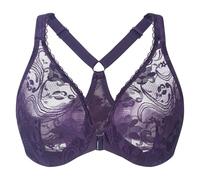 MELENECA Reggiseno con Chiusura Frontale con Ferretto in Pizzo Sfoderato con Retro Scollato da Donna Taglie Forti Violett 7C