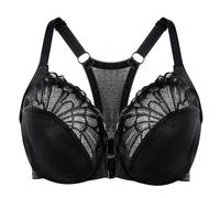 MELENECA Reggiseno con Ferretto a Copertura Totale da Donna con Chiusura Frontale in Pizzo Sfoderato e Taglie Forti Schwarz 5D