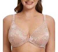 MELENECA Reggiseno con Ferretto in Pizzo a Copertura Totale, Chiusura Frontale, Taglie Forti, da Donna Beige 7C