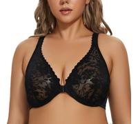 MELENECA Reggiseno da Donna con Ferretto in Pizzo Scollato sul Davanti Chiuso da Donna Schwarz 10D
