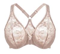 MELENECA Reggiseno da Donna Non Foderato in Pizzo con Ferretto e Chiusura Frontale Beige 9D