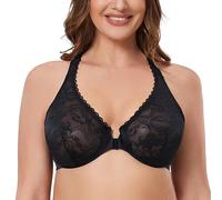 MELENECA Reggiseno da Donna Non Foderato in Pizzo con Ferretto e Chiusura Frontale Schwarz 3D
