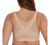 MELENECA Reggiseno posturale con Supporto per la Schiena da Donna con Chiusura Frontale Senza Fili Post Intervento Chirurgico Beige 3D