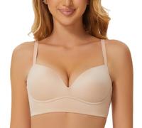 MELENECA Reggiseno Push up da Donna Imbottito Senza Cuciture, Senza Ferretto, con Supporto e Sollevamento Beige 5D